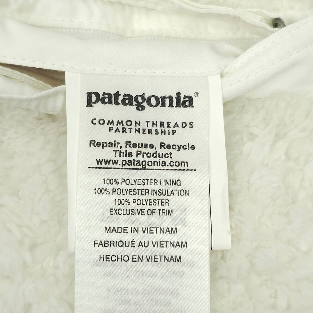 Patagonia Los Gatos Vest Hooded White Size L Reversible Fleece Zip Pockets New - Picture 8 of 16
